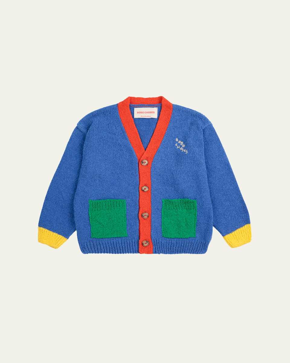 Boy's Color Block V-Neck Cardigan, Size Newborn-24